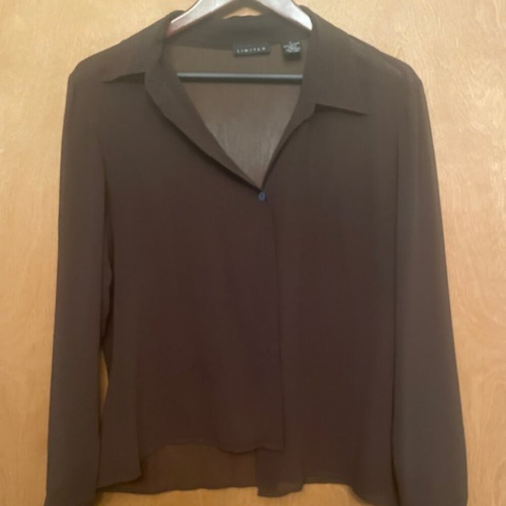 Limited sheer long sleeve chocolate brown top